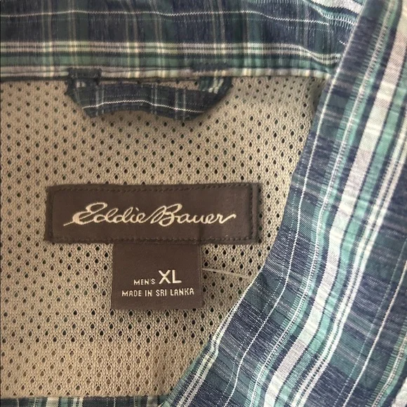 Eddie Bauer Men's Green and Blue Striped Shirt xL - Picture 7 of 10